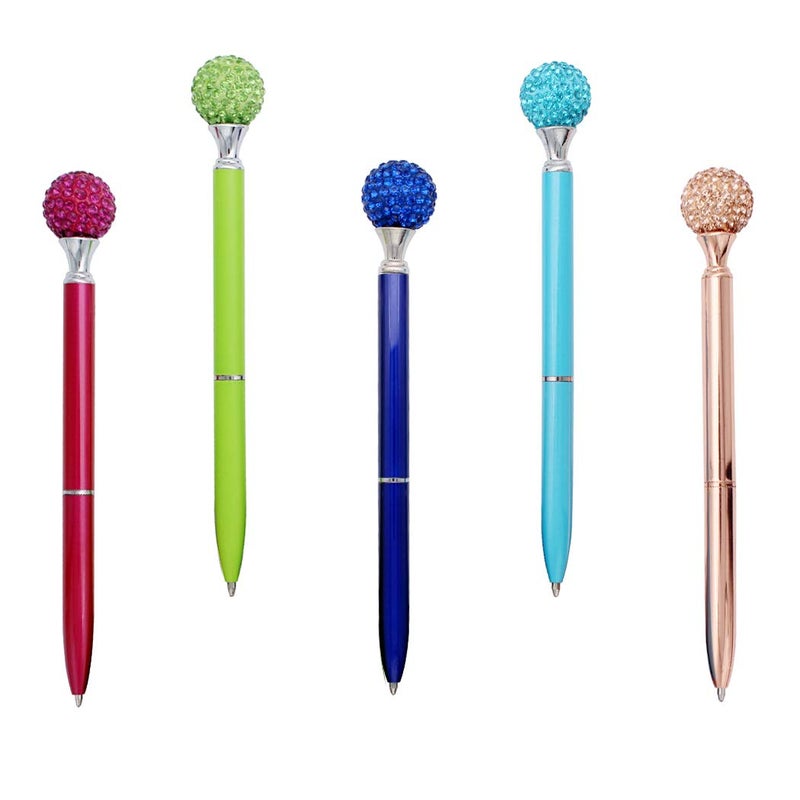 Gullor 5PCS Diamond Ball Retractable Ballpoint Pen, Bling Metal Ballpoint Pens, Multicolor B - Image 1